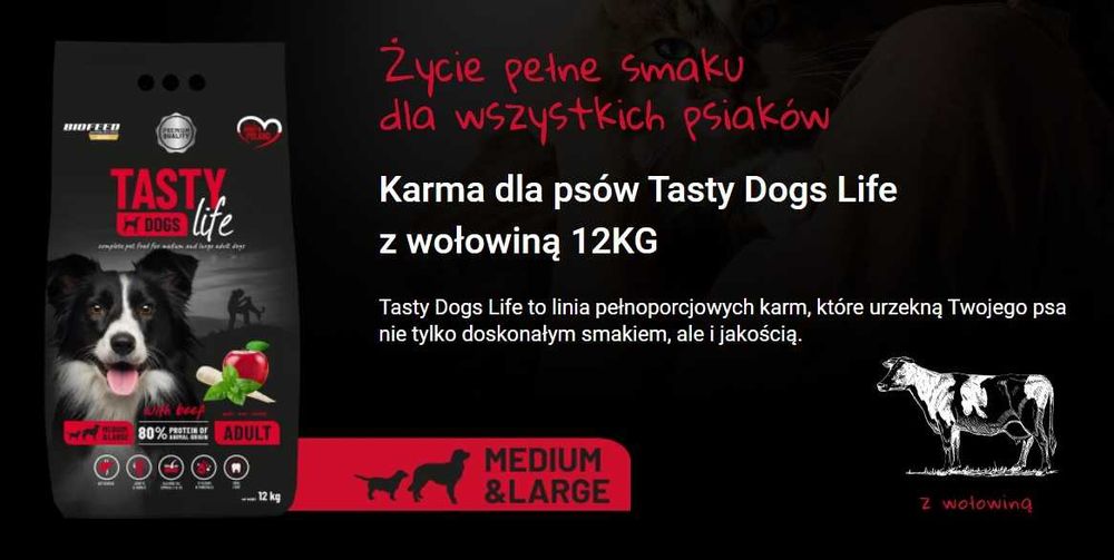Karma dla psa Tasty Life 12kg z wołowiną