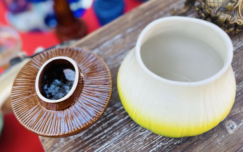 Cogumelos caixa em ceramica