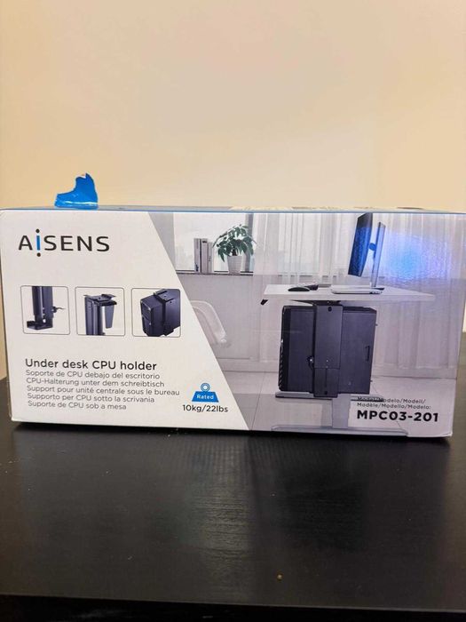 Suporte para CPU Ajustável com Rotação 360° – Instalação Sob a Mesa