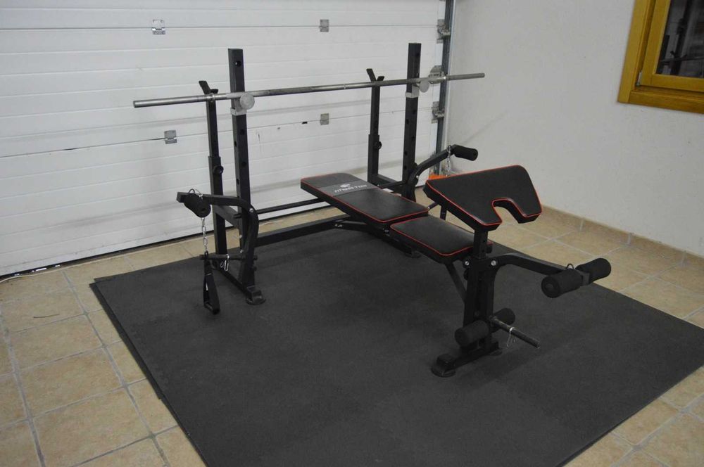 Banco de Musculação Multiestação Fitness Tech + Barra 10kg