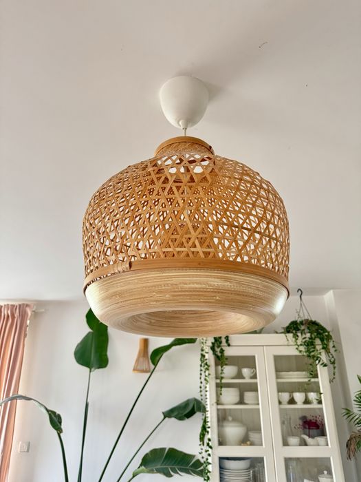 Lampa wisząca rattanowa pleciona BOHO naturalna