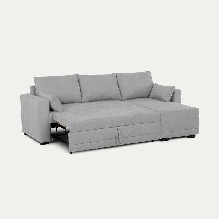 Sofá-cama de 3 lugares com chaise longue reversível - cinzento grafite