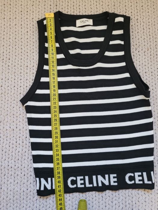 Top crop Celine biało/ czarny
