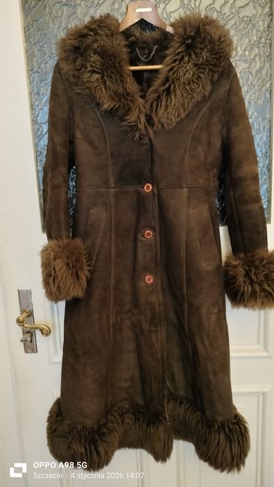 Kożuch damski vintage naturalny.