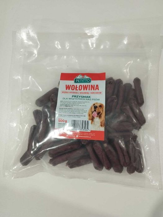 Petitto miękkie kiełbaski z wołowiną i kurczakiem 500g