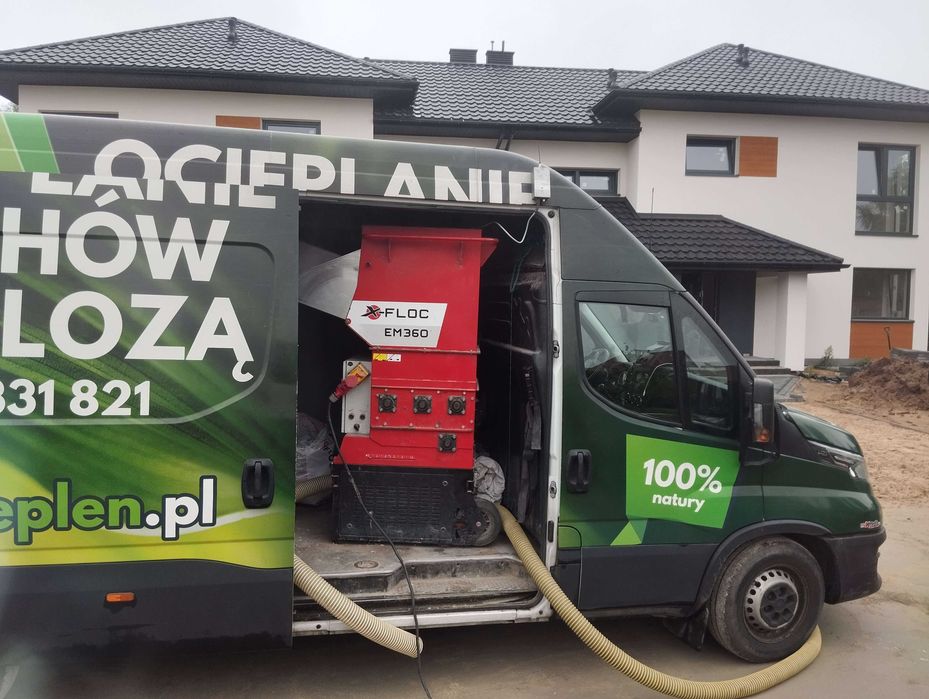 Ocieplenie Domu Dachu Poddasza Wełną Wdmuchiwanie Celulozy - Eko Term