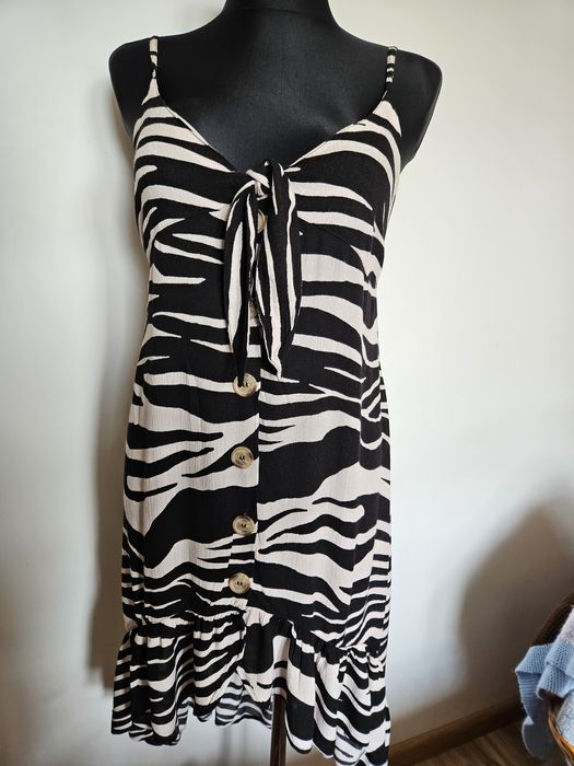 Sukienka na ramiączkach wiskoza wzór zebra