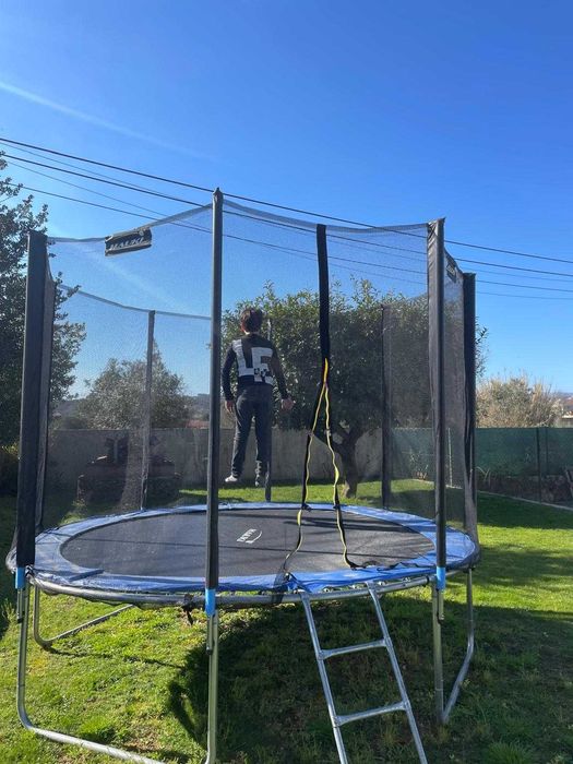 Trampolim Jardim 366cm HAUKI Como Novo Rede Segurança Escada + Capa + Garantia 2 Anos 150kg
