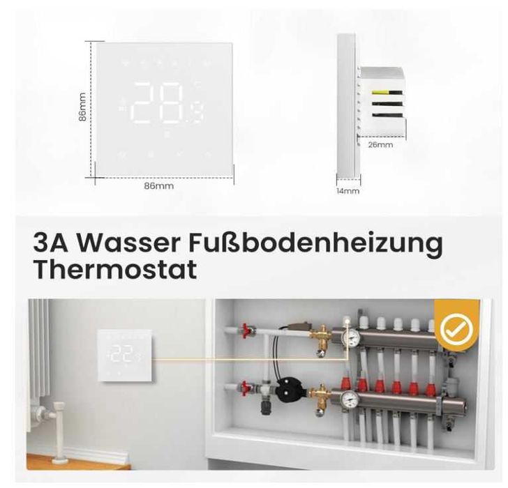 Termostat MIUCDA WT410-WH-3A-W wodne ogrzewanie, inteligentny