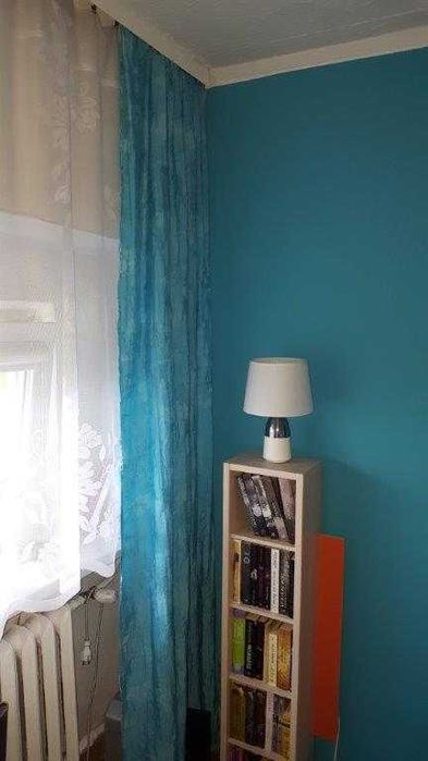 kupon materiału na zasłony turkus blue niebieski kreszowany poliester