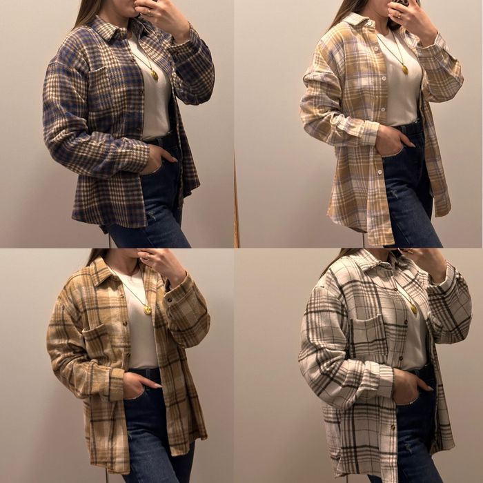 Нова сорочка в клітинку оверсайз тепла рубашка в клетку жіночий одяг