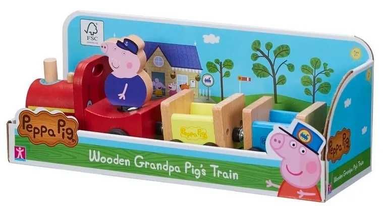 Drewniana ciuchcia Świnka Peppa podstawka Drop & Play