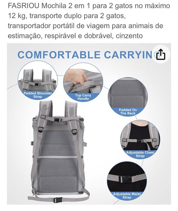 Mochila transportadora para animais