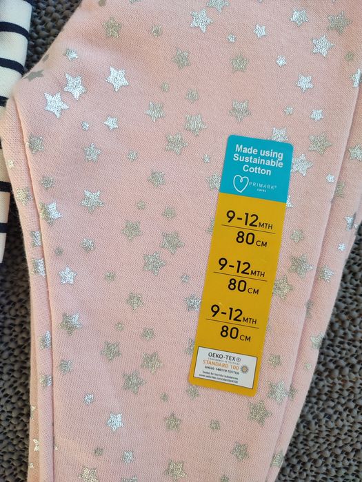 Ciepłe spodnie dresowe ze sznurkiem 9-12 miesięcy, 2 pary