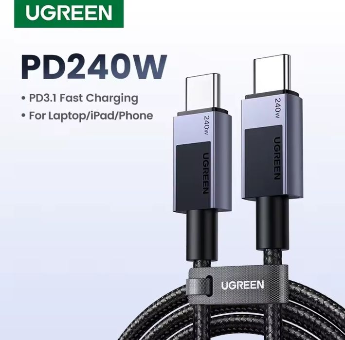 Якісні кабелі Ugreen PD100W PD240W PD3.1 Type-C Lightning usb