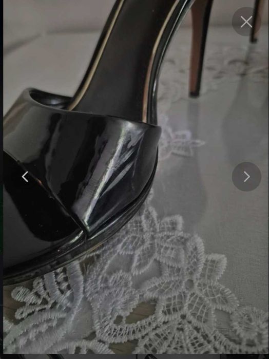 Lakierowane Szpilki czarne Nine West, Sandały na szpilce 39