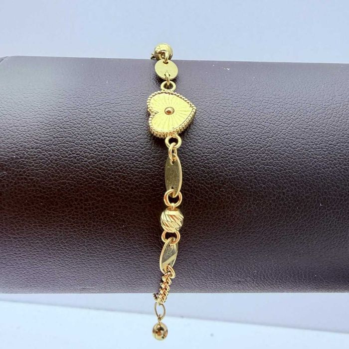 Piękna Złota Bransoletka Serce 3,57G P585 20CM