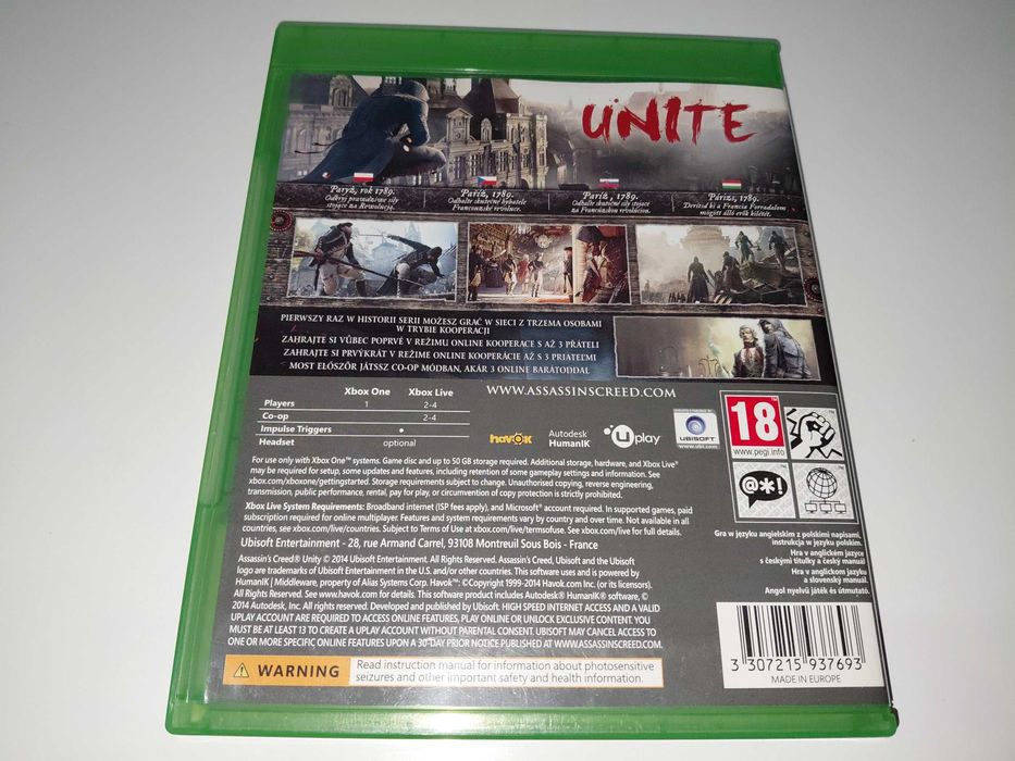 xbox one ASSASSINS CREED UNITY PL po polsku Paryż, rewolucja francuska