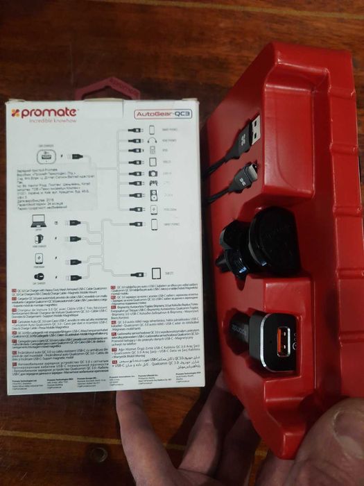 Комплект PROMATE: Тримач магнітний+зарядний пристрій+кабель USB-Type-C