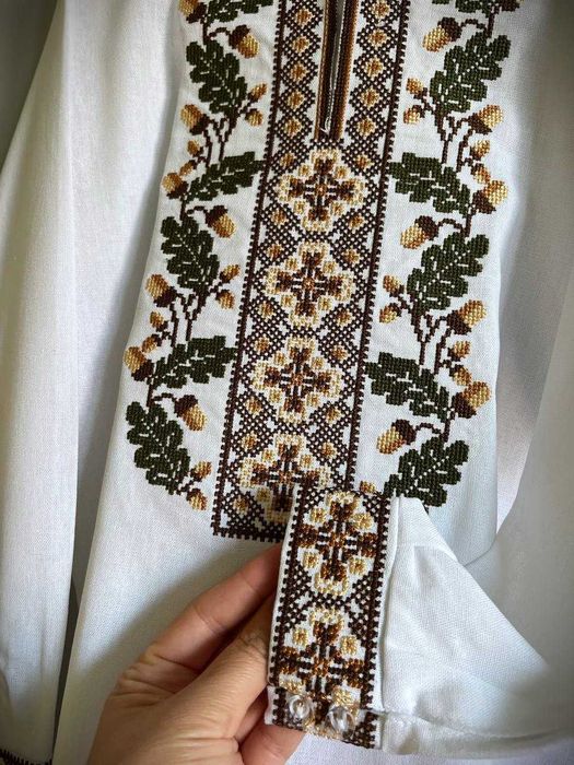 Дитяча вишиванка для хлопчика біла сорочка в школу з довгим рукавом