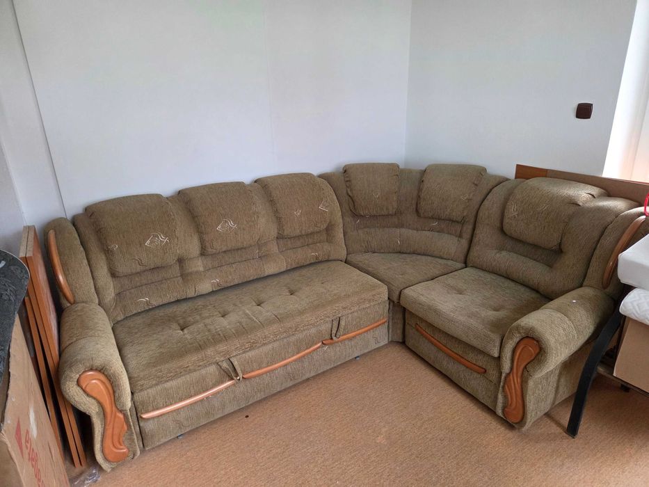 Narożnik wypoczynkowy, materiałowy z funkcją spania