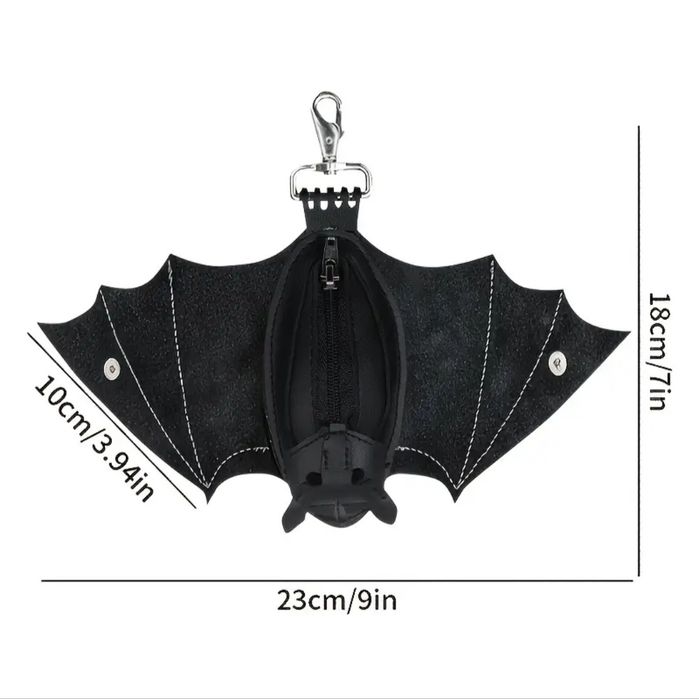 Готический кошелек для монет в виде летучей мыши ручной работы.