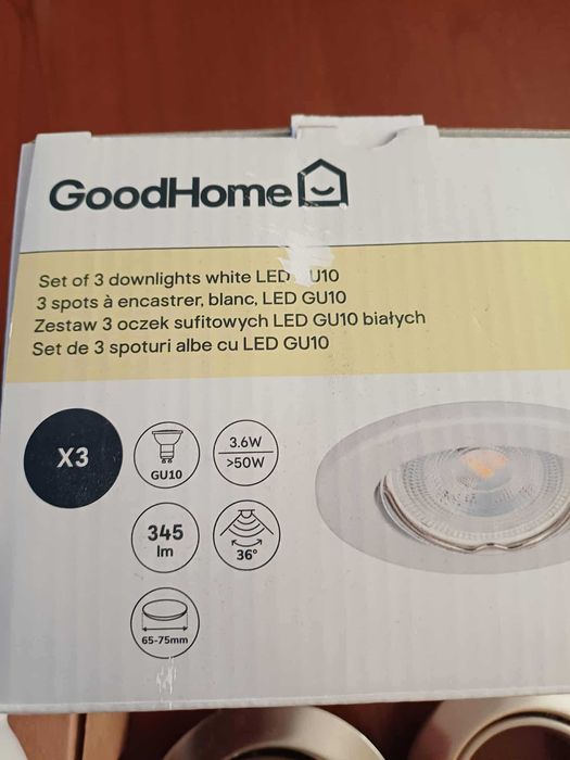 GoodHome zestaw 3 oczek sufitowych led białych