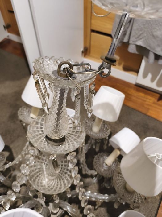 Lustre antigo de cristal, com abajour