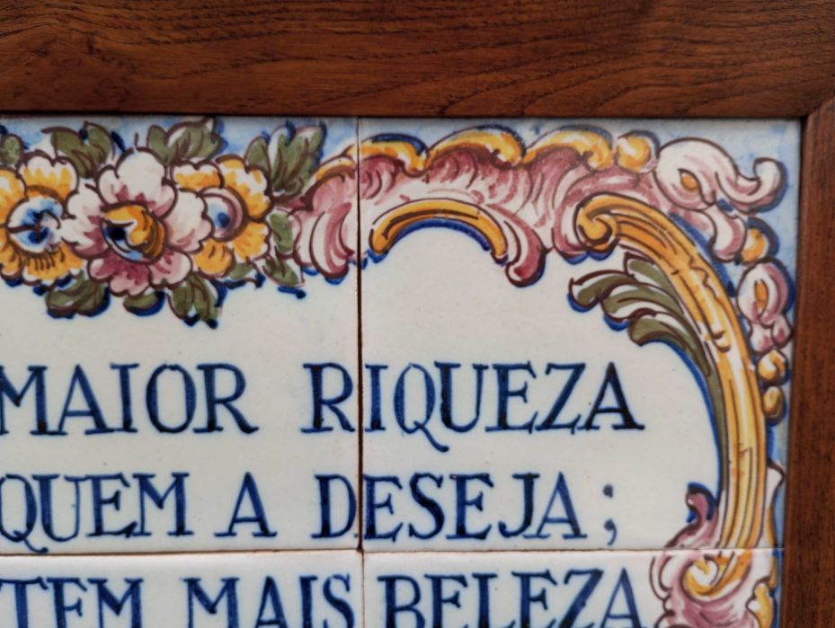 Antigo quadro de azulejos de Maria de Portugal Faiança de Battistini