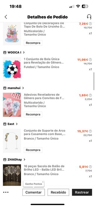 Produtos para fazer chá de revelação