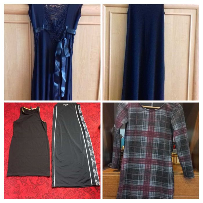 Черное трикотажное , спортивное платье, платье в клеточку