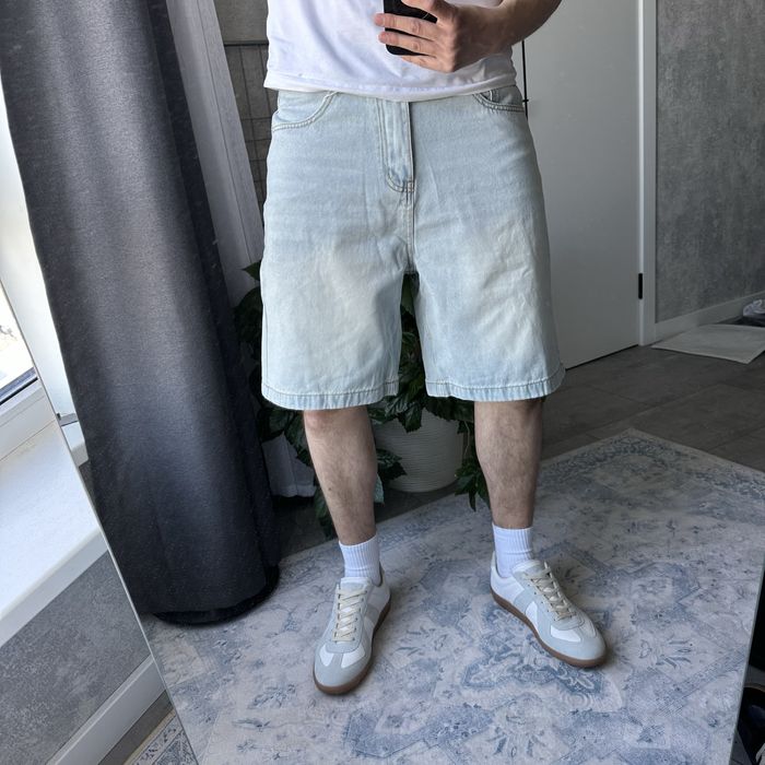 Широкі голубі джинсові шорти baggy oversized sk8 y2k jaded london skater opium rap bootcut шорты короткие old money flared оверсайз реп базові