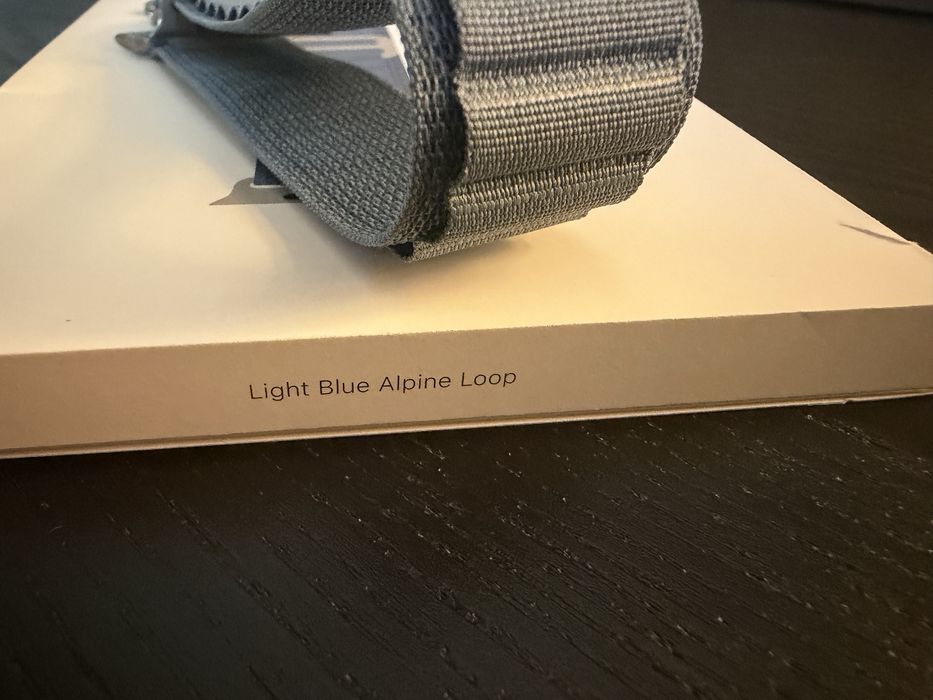 Pasek do Apple Watch Alpine Loop Light Blue Large Natural Titanium