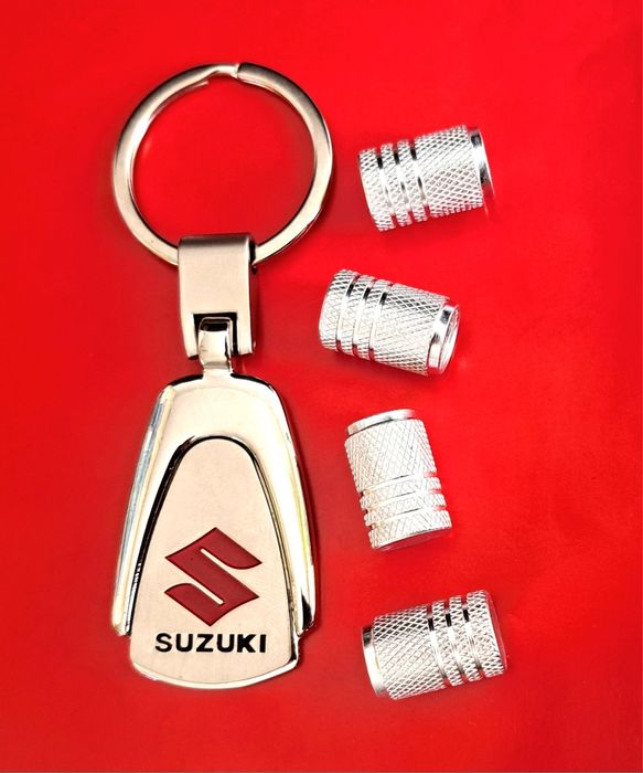 *NOWY* Breloczek SUZUKI + Nakrętki na wentyle srebrne komplet tuning