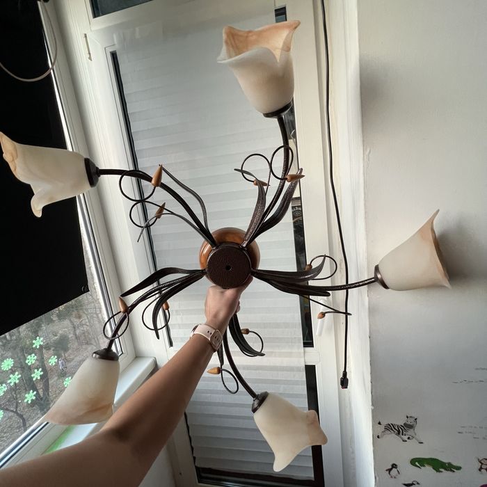 Люстра стельова флористика бронза /люстоа букет / металева люстра