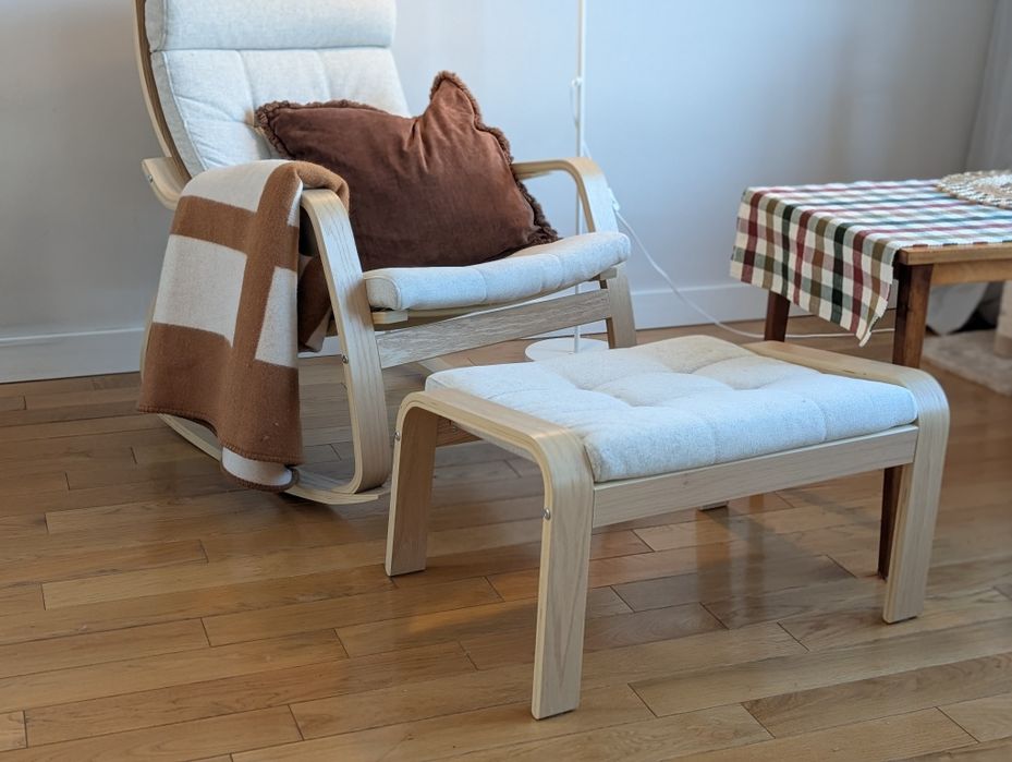 Fotel bujany z podnóżkiem Ikea Poang