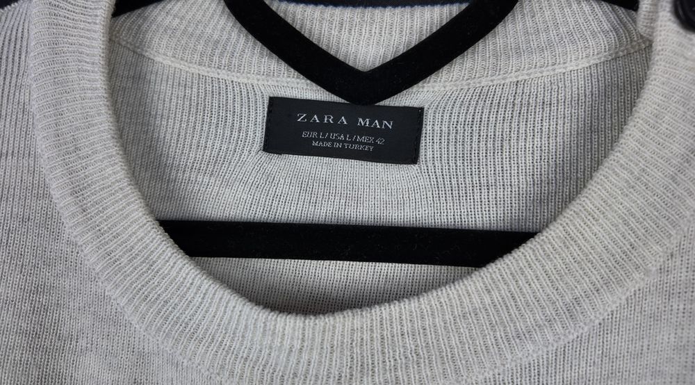 Zara Man Sweter L Kremowy Guziki Na Ramieniu