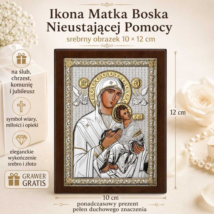 Ikona Matka Boska Nieustającej Pomocy 10 cm*12 cm