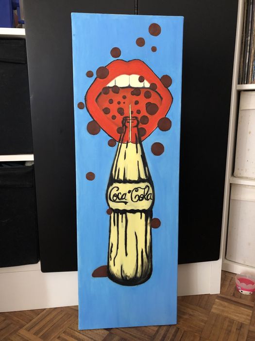 Quadro tela pintada à mão CocaCola