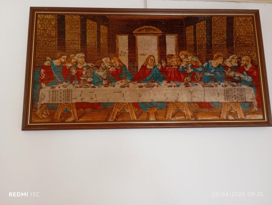 Imagem da Sagrada família em tecido