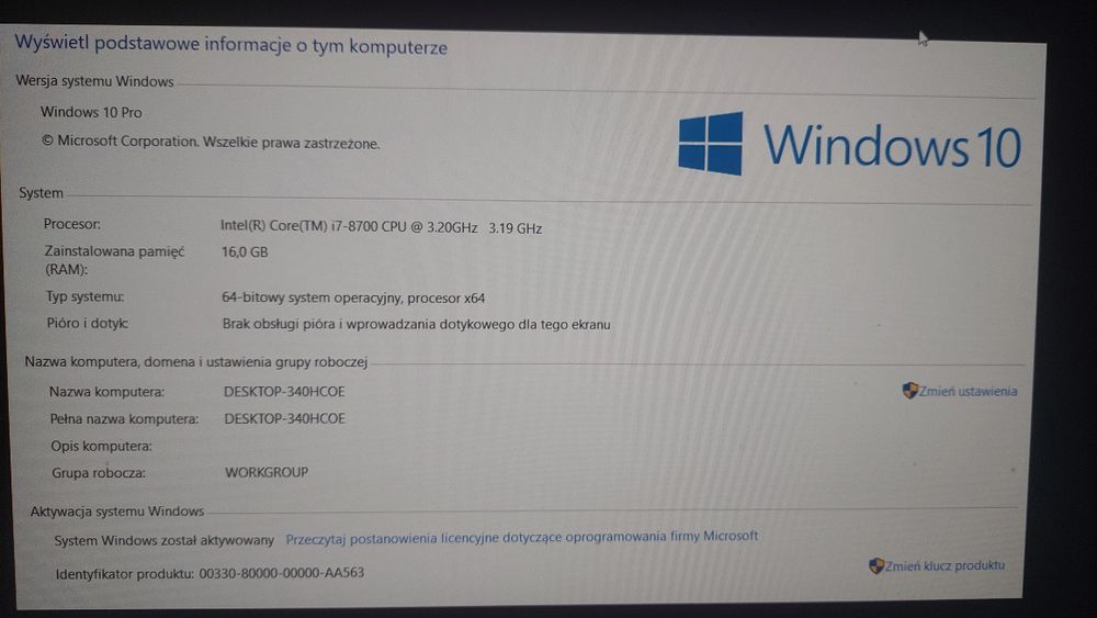 Komputer i7-8700 3.20GHz/gtx 1060 6gb/16 GB/SSD + HDD 1TB