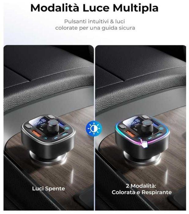 Transmiter samochodowy Bluetooth FM LENCENT T25A + szybka ładowarka