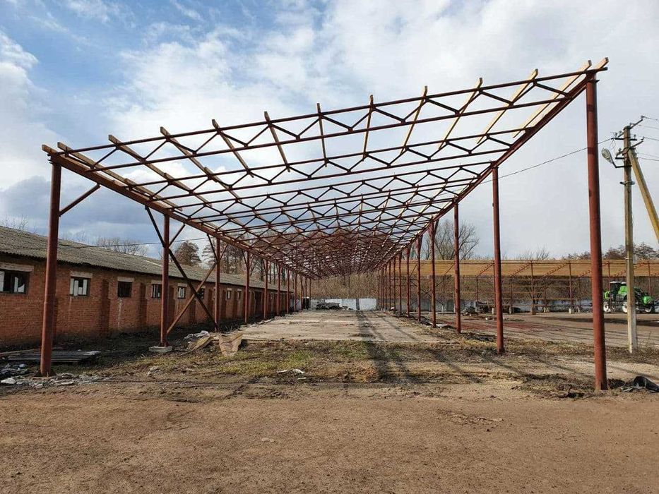 Будівництво ангара нвісу с бу каркас 1800-2500 грн/м2 під ключ