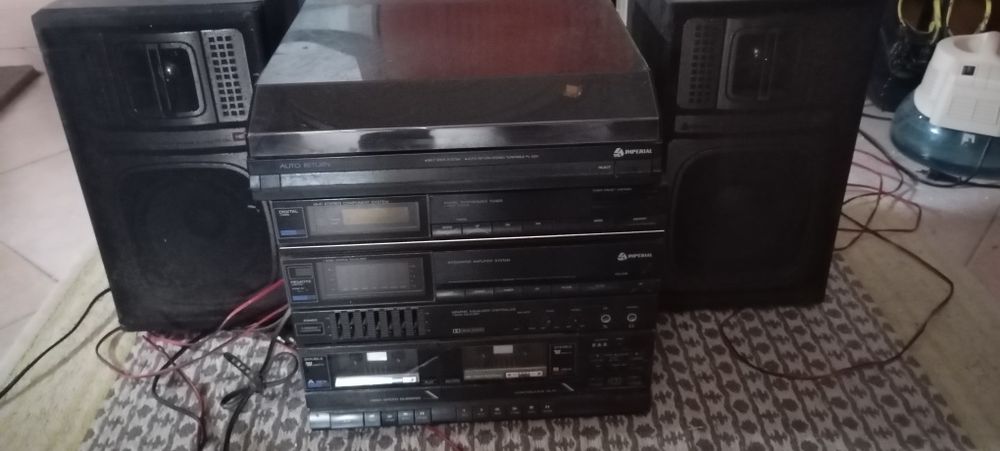 Aparelhagem imperial 2 deks giradisco e duas colunas hi fi