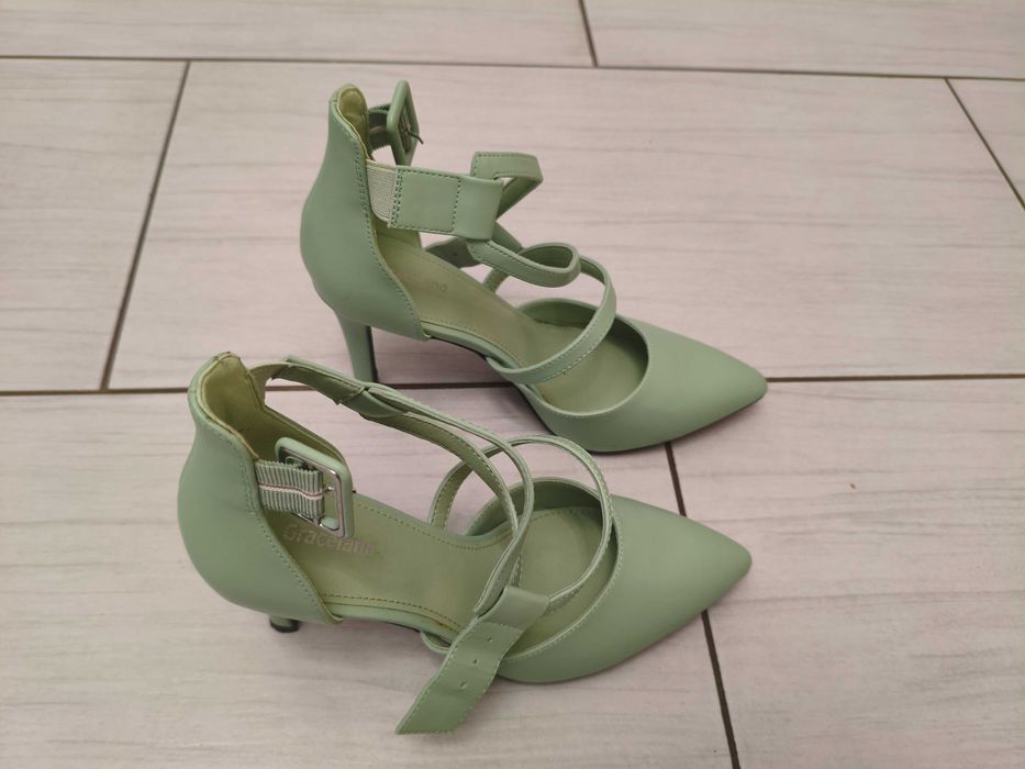 buty damskie szpilki seledynowe r. 38