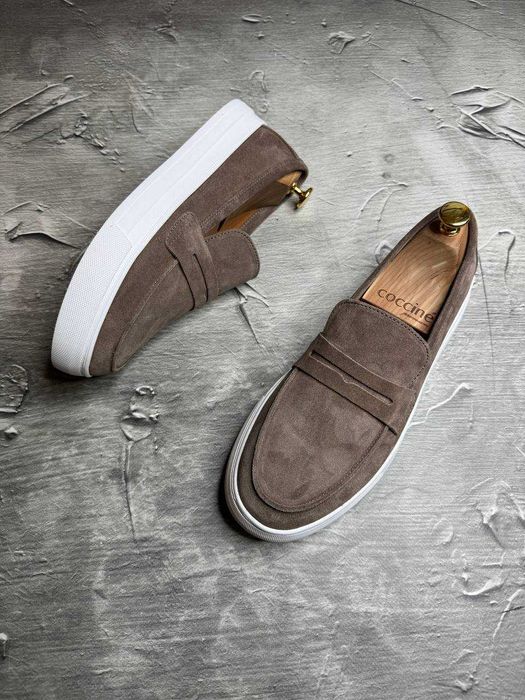 Чоловічі замшеві лофери шоре/з