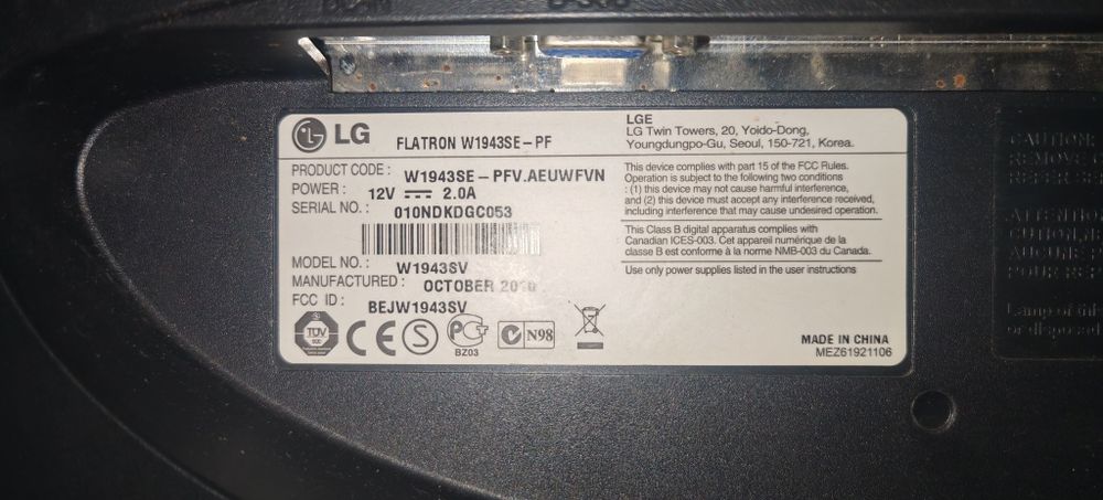 Монітор 18.5" LG Electronics W1943SE-PF
