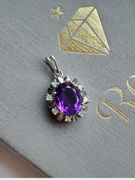 Kolczyki Ametyst Diamenty 0.2ct Złoto 585 WYCENA 3700