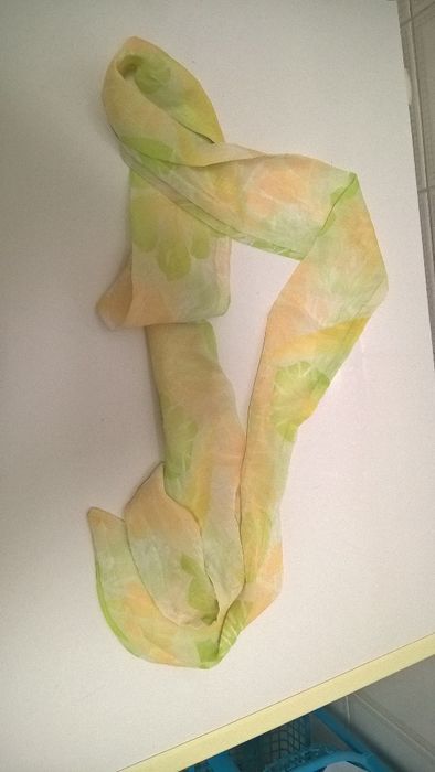 Écharpe/Cinto branco, verde, laranja e amarelo comprida