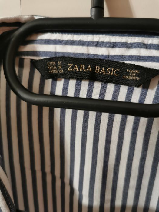 Koszula shirt damska Zara basic 38 M długi rękaw wywijany paski paseczki